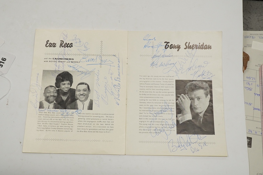 Roy Orbison and Freddie and the Dreamers concert programme including an extensive collection of autographs from members of the bands and support acts involved. Condition fair to good, minor age wear.